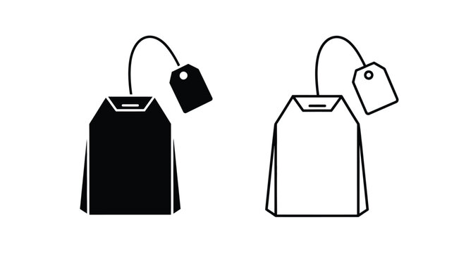 Two tea bag icons one black and one white displayed side by side