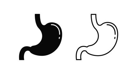Fototapeta premium Stomach illustrations a filled and outlined depiction of the human digestive organ
