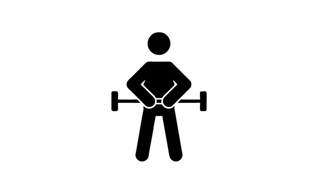 Animated Barbell Bicep Curl Exercise Pictogram Seamless Loop Arm Strength Training