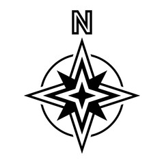 Black north direction sign for map