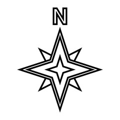 Black north direction sign for map
