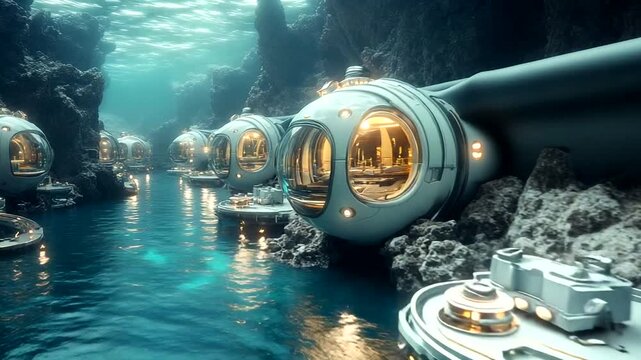 Underwater Habitat with Futuristic Living Spaces