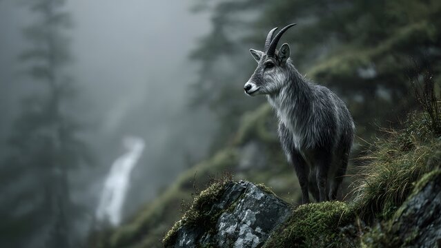 Japanese Serow on Misty Mountain