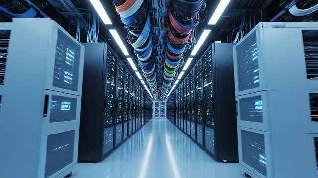 Professional Presenting Data Center Operations While Working