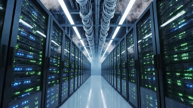 Professional Presenting Data Center Operations While Working