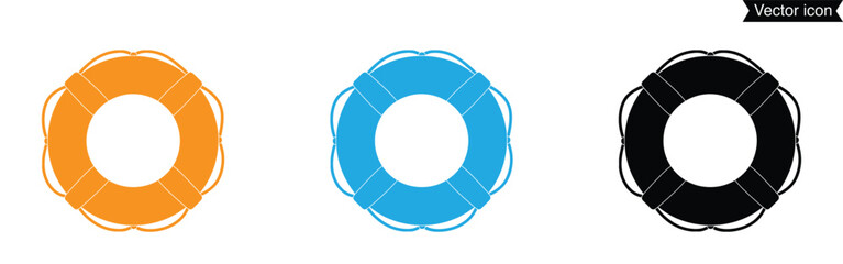 depictions of a life preserver colored and outline versions. Rescue ring buoy icon vector, lifebuoy, life saver, safety, emergency, maritime, sea, flat design.  © JannatGraphicDesign
