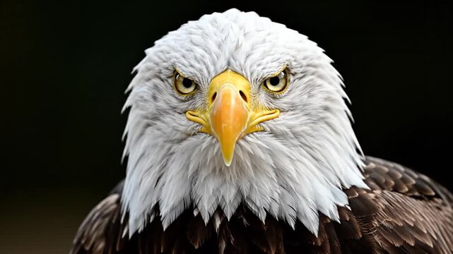 Bald Eagle Closeup Portrait on Black Background.