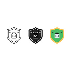A set of three shield logos with a bag Vector