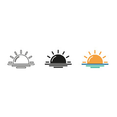 Fototapeta premium Three icons depicting different stages of a sunrise Vector