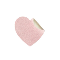 A delicate heart shaped paper with a curled corner showing soft texture perfect for romantic and craft design projects
