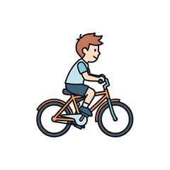 Obraz premium Young boy riding a bicycle on a path viewed from the side