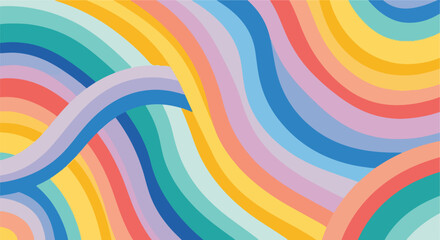 Obraz premium A vibrant abstract design composed of overlapping, curved, colorful stripes