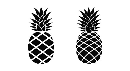 Two stylized pineapples presented in a minimalist black and white design © Design lens