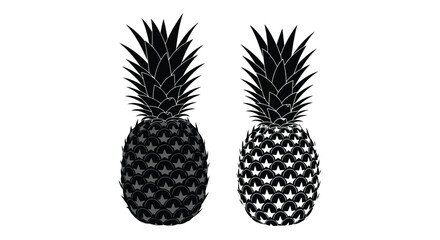 Two stylized pineapples in black and white featuring patterned textures © Design lens