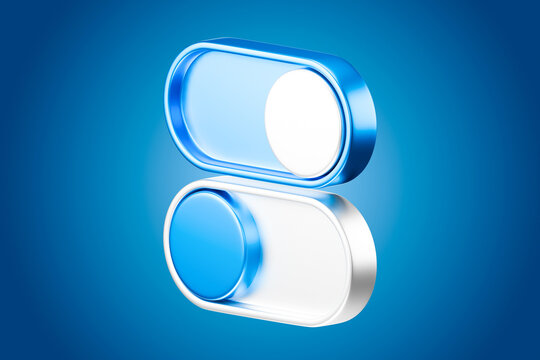 Blue 3d stage with double toggle switch icons