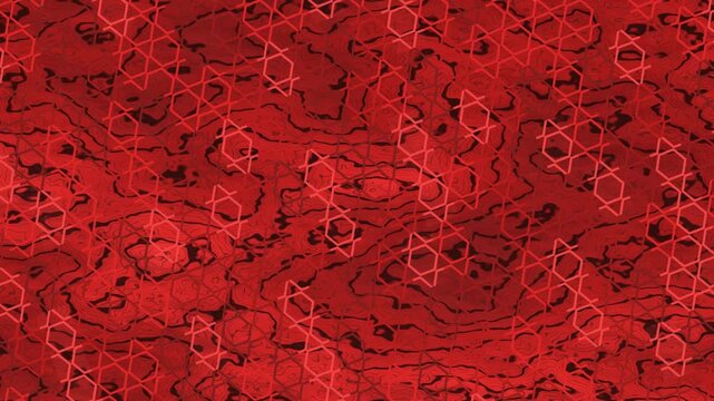 Abstract Geometric Pattern Overlaying Red Topographic Map Texture Animation