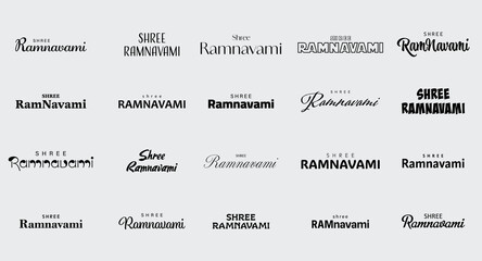Happy Ram Navami creative typography set vector design on white background © RMAKE