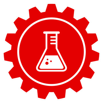 Zahnrad Icon Einstellungen mit Erlenmeyerkolben f&uuml;r Wissenschaft Labor Forschung Experiment Chemie Vektor Illustration transparent png