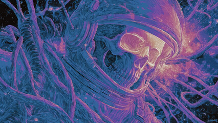 graphic vector astronaut skull wall art © creative