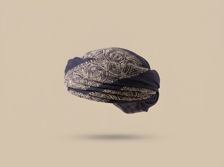 Naklejka premium Floating Traditional Middle Eastern Turban Isolated on Flat Color Background
