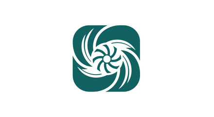 Obraz premium Abstract Swirling Green Turbine Fan Blade Logo Design.