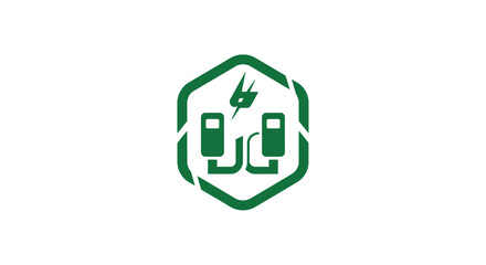 Obraz premium Green Electric Vehicle Charging Station Icon Symbol.
