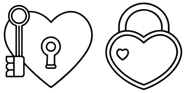 Heart shaped lock and key, love symbol
