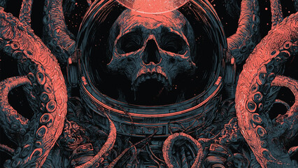 graphic vector astronaut skull wall art © creative