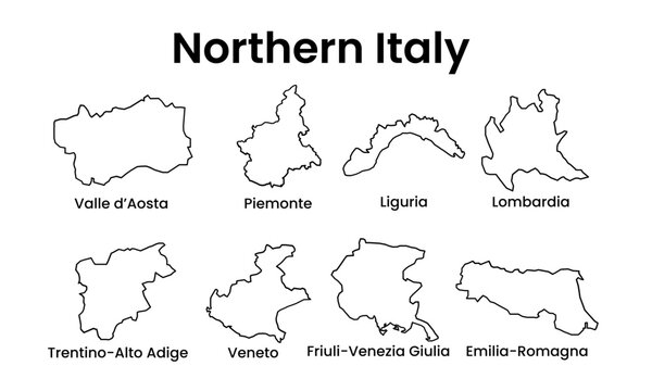 Vector Map of Northern Italy Outline Illustration