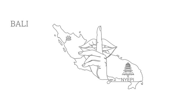 Bali Island Map Outline Illustration.