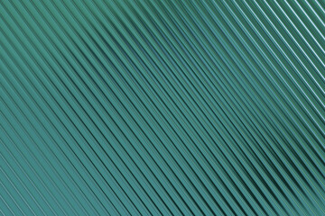 Obraz premium Diagonal turquoise lines create a rhythmic pattern, glossy texture with subtle aqua green highlights, smooth depth. Geometric abstract minimal background. For modern website backgrounds, digital art.