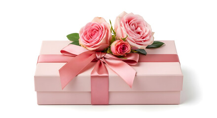 Beautiful gift box with pink roses and ribbon, perfect for celebrating special occasions and showing love.
