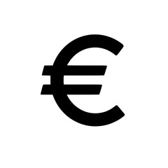 Obraz premium Euro Icon Vector – Minimal Flat Black Currency Symbol