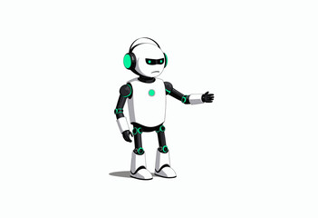 Fototapeta premium Futuristic Humanoid Robot Gesture with Advanced Technology and Expression in Minimalistic White Background