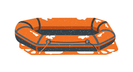 Naklejka premium Orange inflatable raft with white accents, isolated on white background