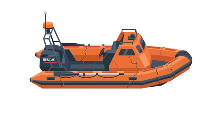 Orange Rigid Inflatable Rescue Boat
