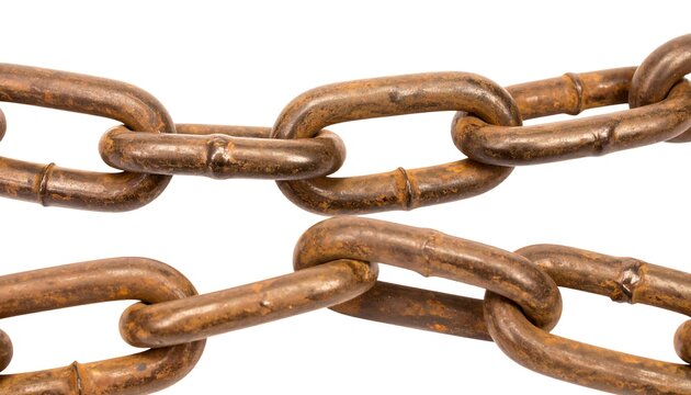 Rusty Chain Illustrating the Concept of Codependency on a White Background