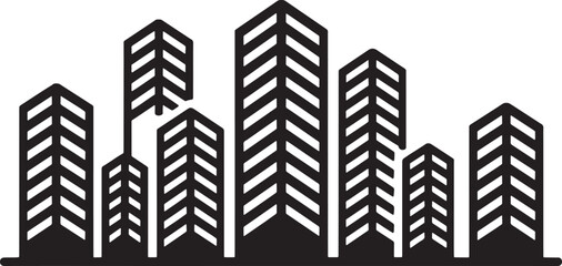 Obraz premium Stylized city skyline vector illustration with multiple modern buildings and architectural elements