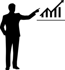Fototapeta premium Businessman Pointing to Upward Trending Bar Graph Icon