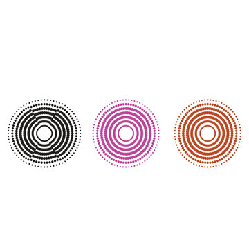 Concentric circles with dots radial pattern in black, pink, and orange on transparent background