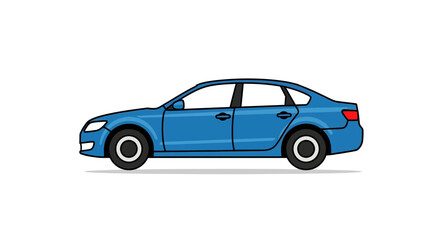 Fototapeta premium Blue Sedan Car Illustration