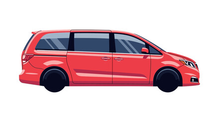 Obraz premium Red minivan on white background