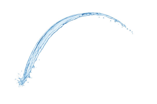 Water splash flowing arching liquid stream