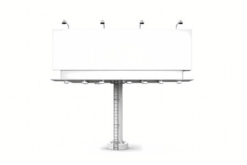 Obraz premium Blank white billboard design template with lights on metal pole isolated on white background for advertising and marketing campaign