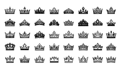 Decorative crown vector set – 50 unique royalty and ornamental icons © Md