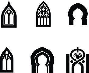 Obraz premium gothic window and archway silhouettes for architecture and design