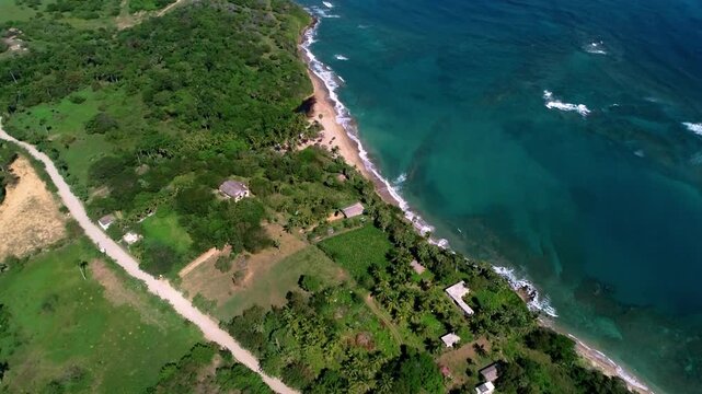 Aerial View of Playa Rene in Puerto Plata, Dominican Republic &ndash; Wild Tropical Beach and Turquoise Water