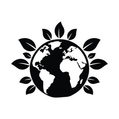 Eco friendly Earth with leaves symbolizing sustainability and green energy