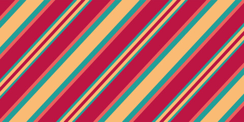 Retro style vertical stripes in coral, teal, and gold. A vibrant and bold pattern, ideal for backgrounds, textiles, or graphic design. Evokes a vintage aesthetic.
