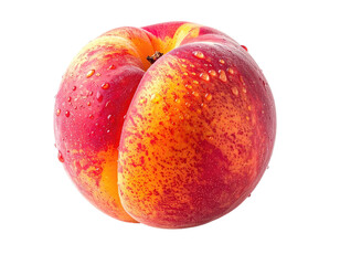 Fototapeta premium A ripe, red and yellow nectarine covered in refreshing water droplets